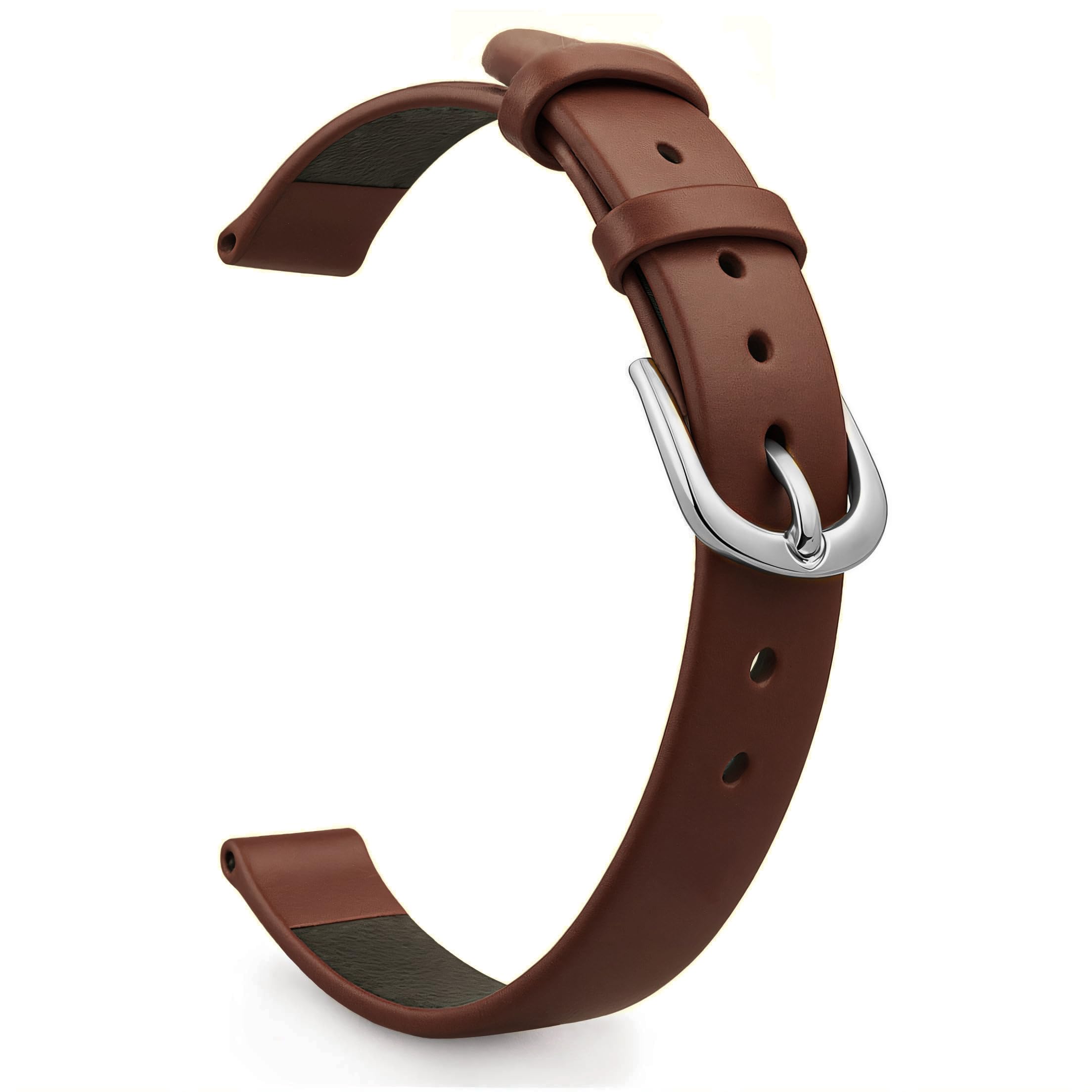 6mm 8mm Solid Black Brown Smooth Italian Calfskin Watch Bands for Women