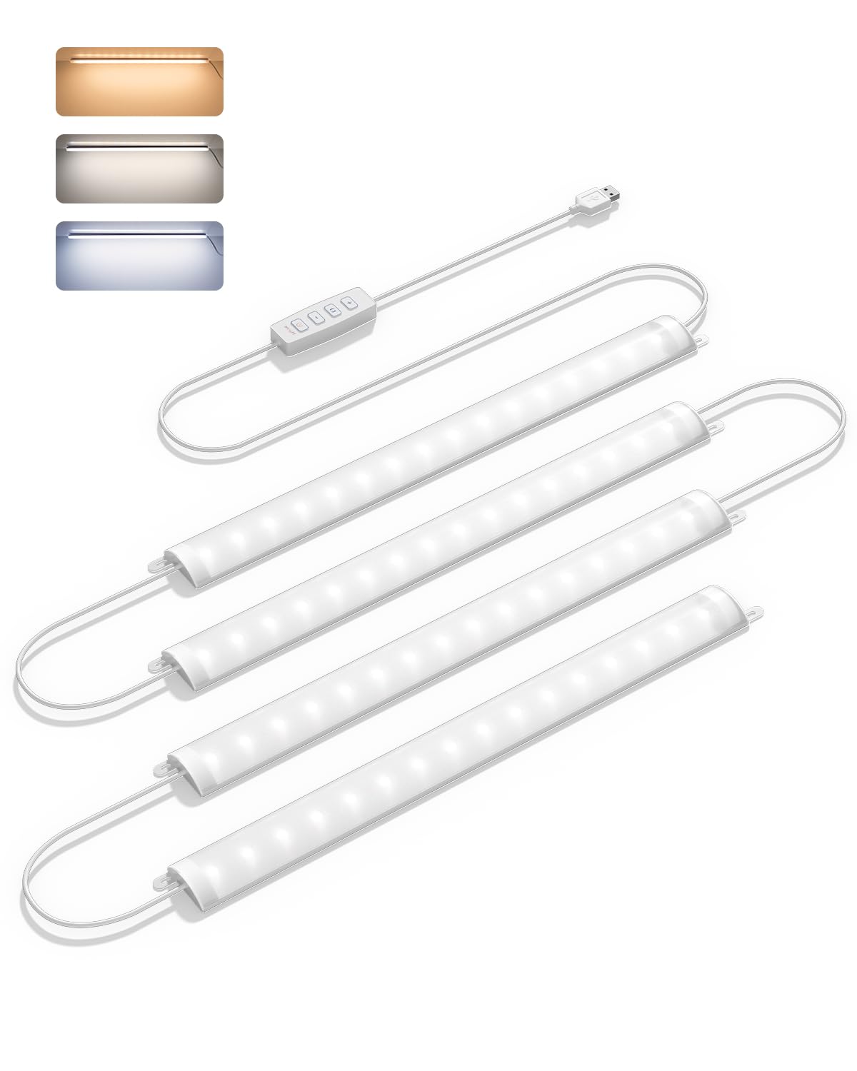 GOODEA Ultra Dünne Unterbauleuchte Küche LED Dimmbar, Lichtleiste LED Selbstklebend mit Schalter, 3 Farbtemperatur LED Leiste Schrankleuchten für Küche, Keller, Abstellräume (4X30CM)