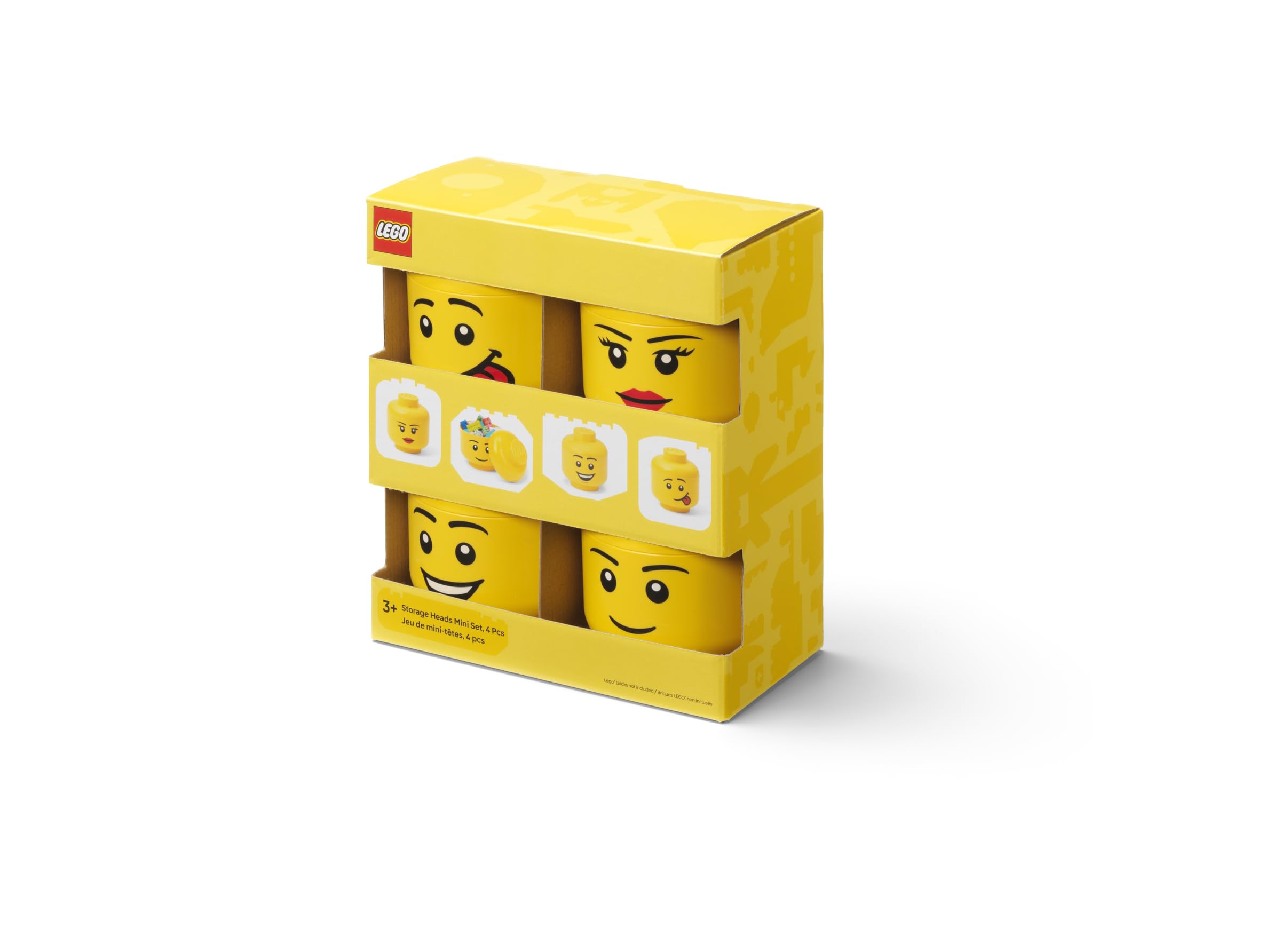 Room Copenhagen LEGO Storage Head Mini Set (4 pezzi) - Divertenti scatole impilabili con disegni unici di personaggi