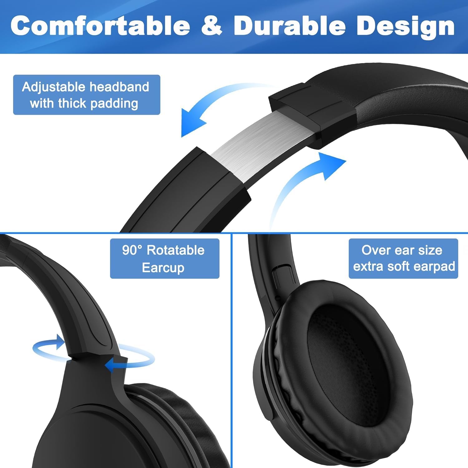 19.5Ft / 6M Extra langes Kabel Kopfhörer für TV PC mit Lautstärkeregler, Feder Spiralkabel, 3.5mm AUX, kabelgebundene Over Ear Kopfhörer für Senioren Schwerhörige, große komfortable Computer Headset