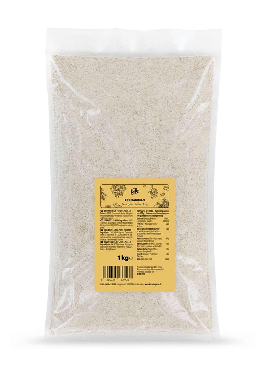 KoRo - Farina di chufa 1 kg - Zigoli non tostati e sgusciati, naturali e senza additivi, senza allergeni e senza glutine.