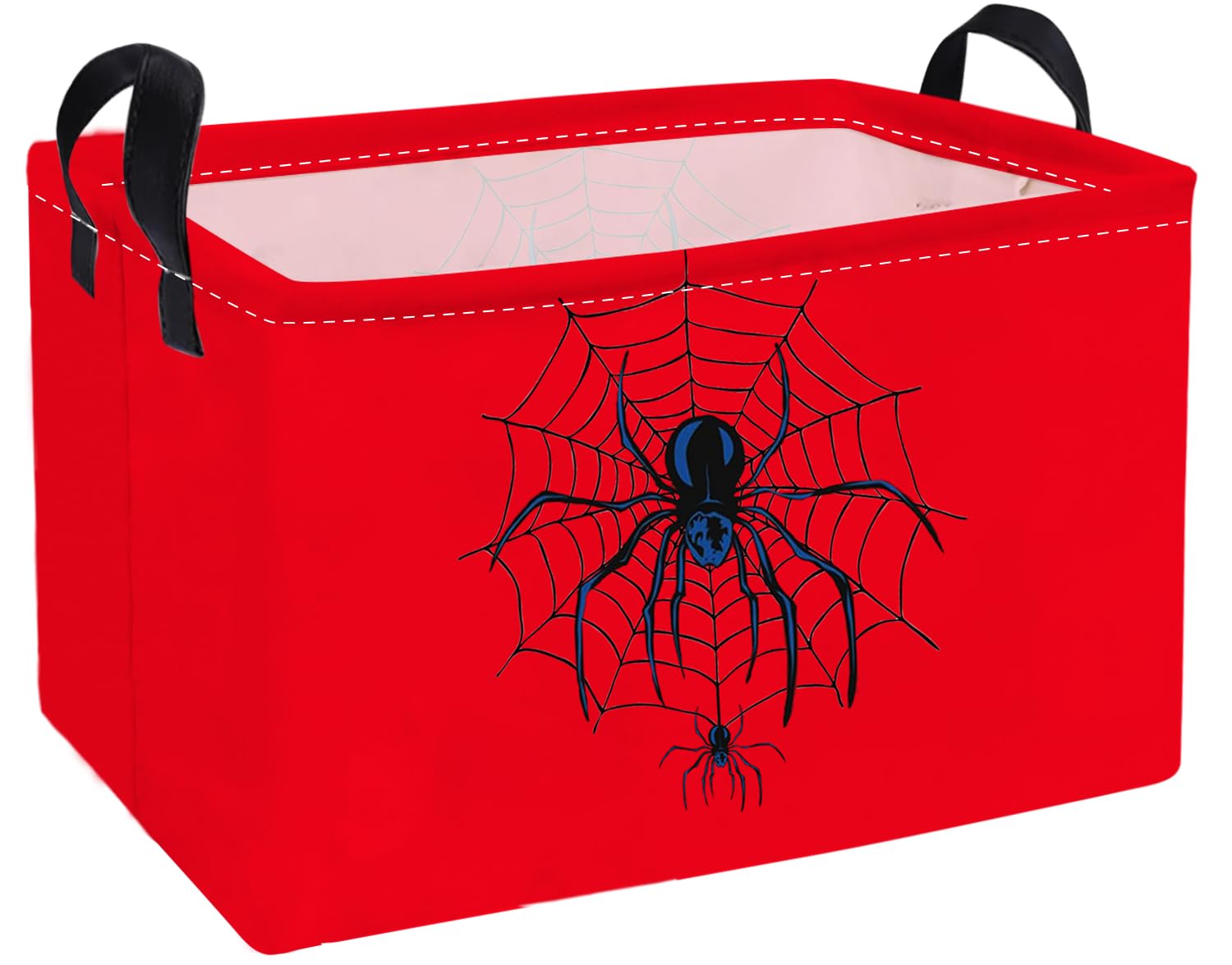 Essme Rectangular Spider Baskets,Halloween Storage Box,Cute Basket for Room Decor, Book Bins,Shelf Basket.（Red