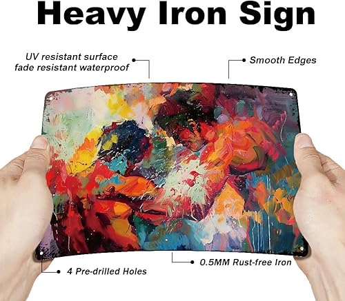 Miniatura 3 de SUPERDANT Letreros de metal de boxeo, pintura al óleo de boxeo, letrero de hojalata colorido deportivo, placas de pared de metal, letreros