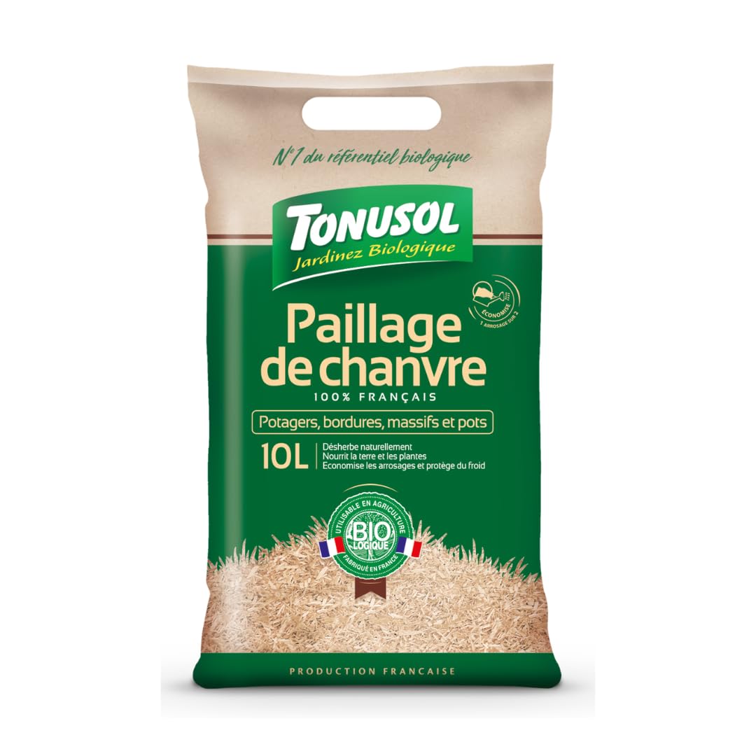 TONUSOL Paillis de Chanvre 100% Naturel 10L - Paillage Végétal