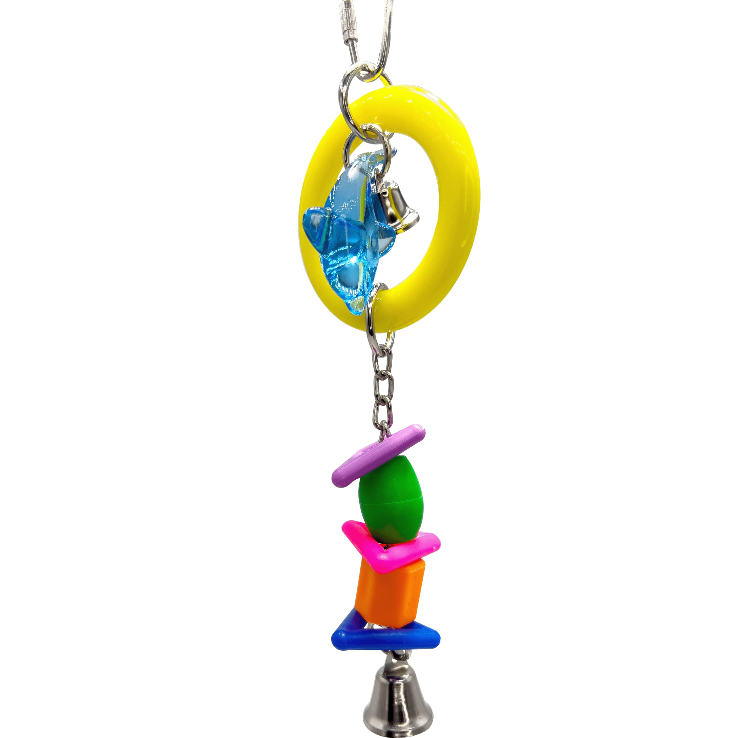 Mandarin Bird Toys 1063 Small Geo Dolphin Ringer by M&M - Handmade Small Size Aviary Toy, Cute Design, Interesting for Pet Birds