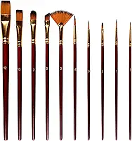 Moochy 10pcs conjunto de pincéis de pintura Kit de pincel para artistas múltiplos pincéis médios com cabelo de náilon para artista acrílico Aquarelle aquarela guache pintura a óleo para grandes fonte