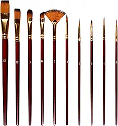 Moochy 10pcs conjunto de pincéis de pintura Kit de pincel para artistas múltiplos pincéis médios com cabelo de náilon para artista acrílico Aquarelle aquarela guache pintura a óleo para grandes fonte