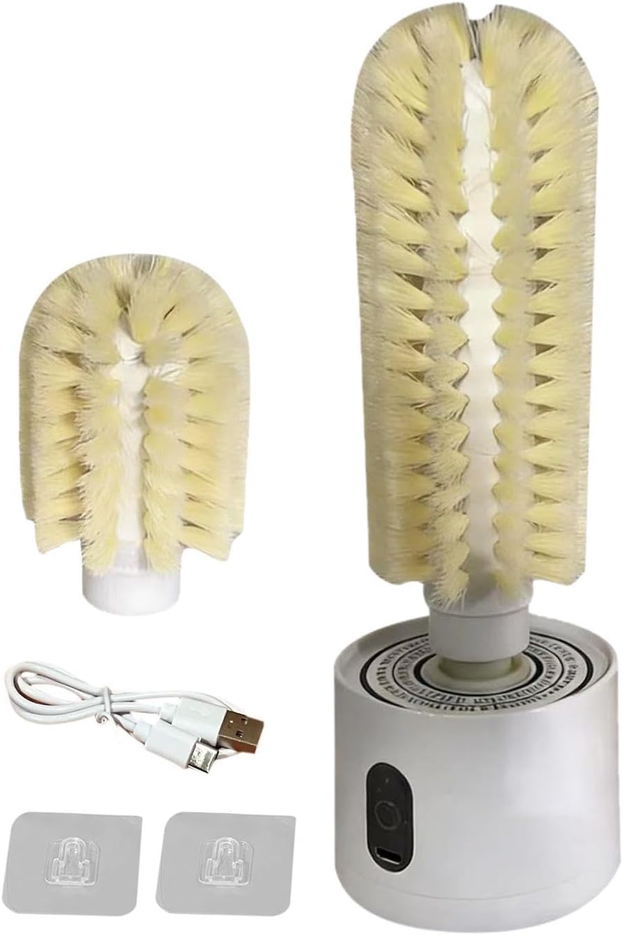 Bottle Brush Kit – ABS PP USB Rechargeable 9cm Base | Electric Cup Brush Water Bottle Cleaner Adhesive Washer Mug Glass Tumbler Scrubber Cleaning Tool | for Kitchen bar Travel and Daily