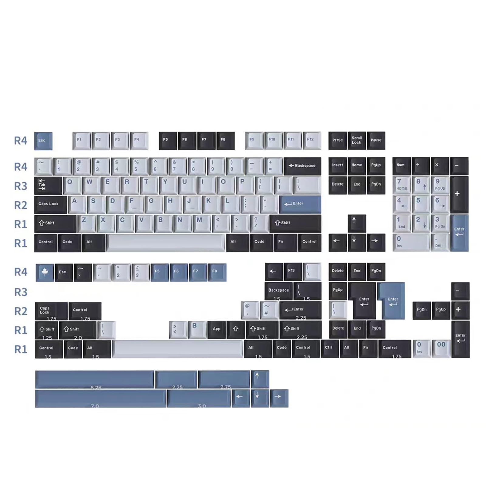 Double Shot Keycaps 163 Keys Cherry Profile Arctic Keycap Set for ANSI/ISO Layout 60/68/75/98/108 Cherry Mx Switches Mechanical Gaming Keyboard