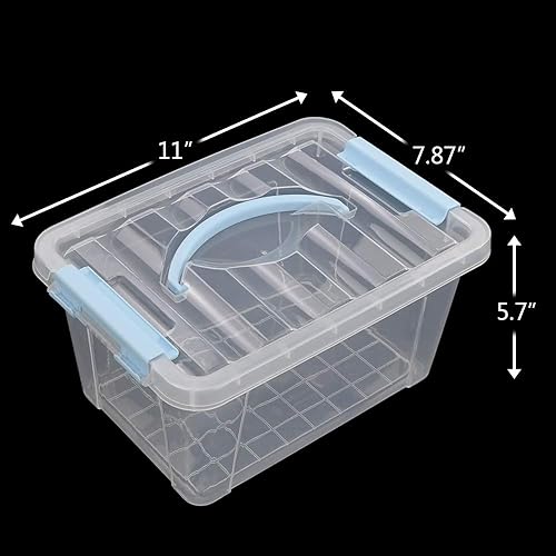 Miniatura 2 de Jekiyo Contenedor de almacenamiento de plástico transparente, caja de cierre de 6 cuartos con tapa, juego de 2, R