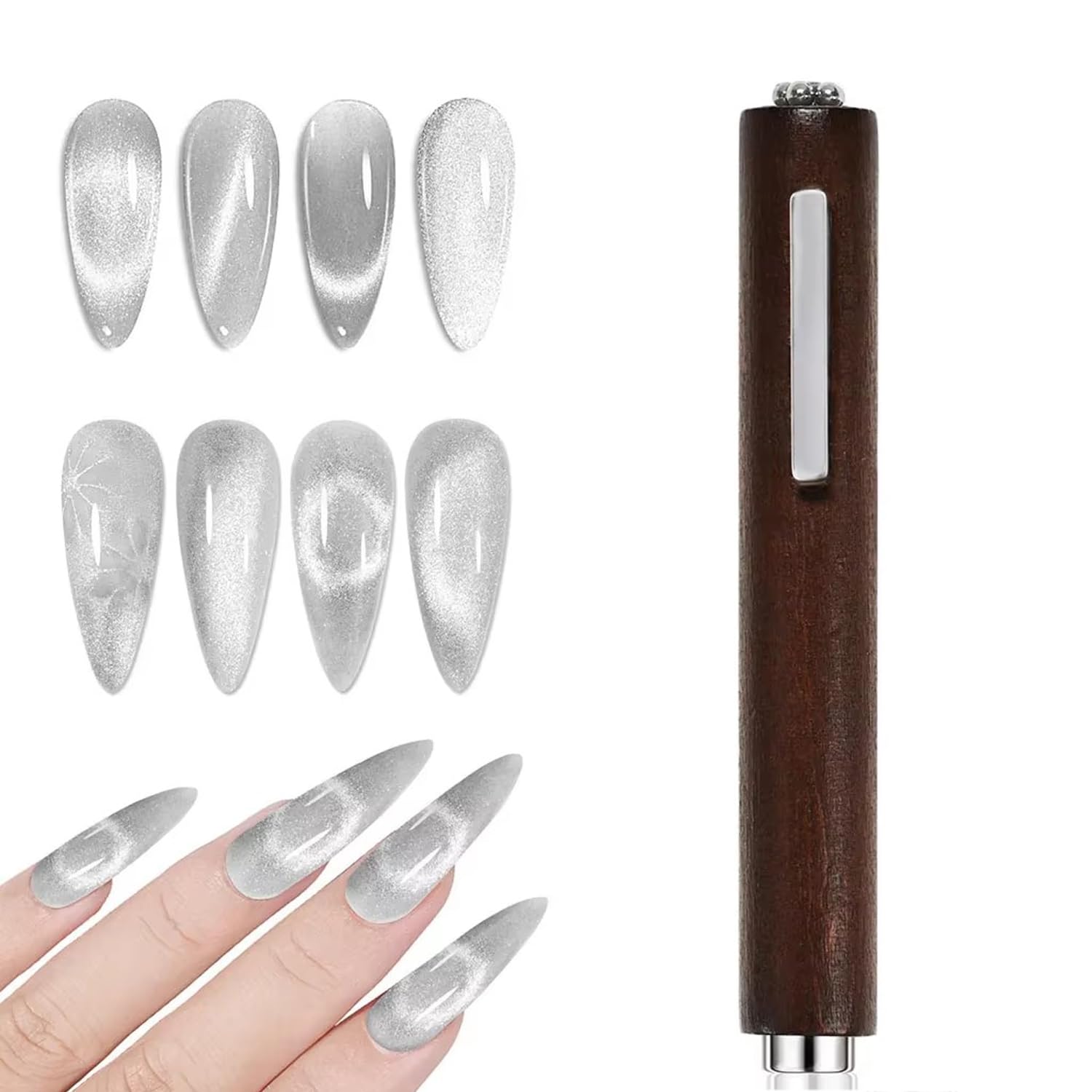 3 in 1 Cat Eye Magnet for Nails Gel Nail Polish Magnet Wand Cat Eye Magnetic Nail Polish Gel Nail Tools Multifunctional Nail Magnets for Nail Art Decoration Nails Salon