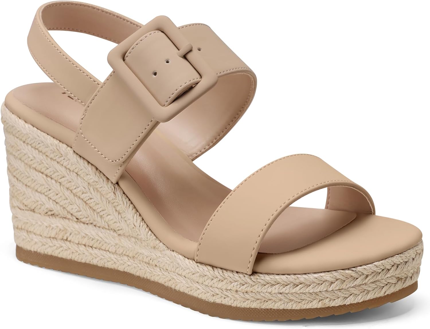 TEMOFON Women's Wedge Platform Sandals: Espadrilles Comfortable Dressy Open Toe Elastic Ankle Strap Summer Wedges Heels Shoes