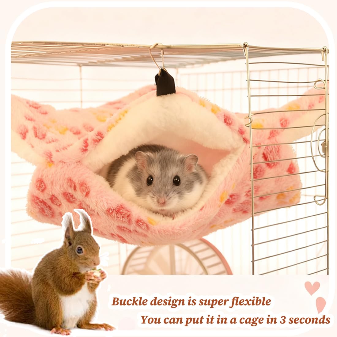 1 Pièce Hamac pour Cochons d'Inde et Petits Animaux, Doux et Chaud en Polaire, Accessoire pour Cage, Lit Suspendu pour Dormir, Rats, Furets, Hamsters (Étoile)