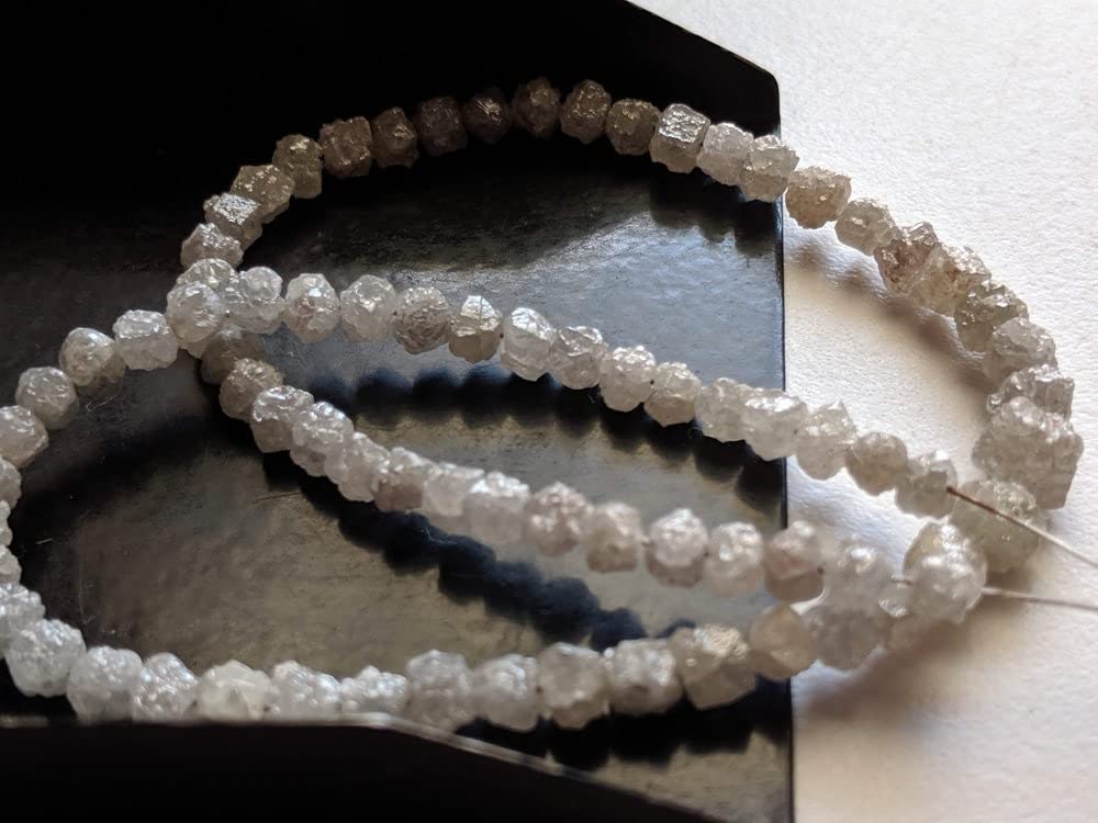 3,5-5,5 mm surowe białe szare diamentowe koraliki, szorstkie diamentowe koraliki, białe szare surowe nieoszlifowane diamentowe koraliki do biżuterii