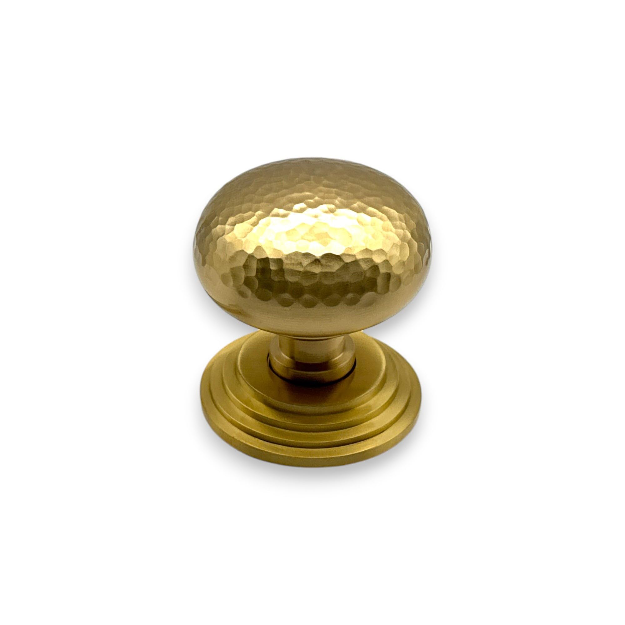 AB Hardware Satin Brass Hammered Cottage Centre Door Knob Stepped Backplate Front Back Dummy Solid Pull