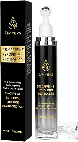Caffeine Eye Cream, Under Eye Cream for Dark Circles and Puffiness, Eye Serum Anti-aging, Brightens, and Fine Lines, Eye Care Eye Roller Serum with 360° Massage Ball 20ML