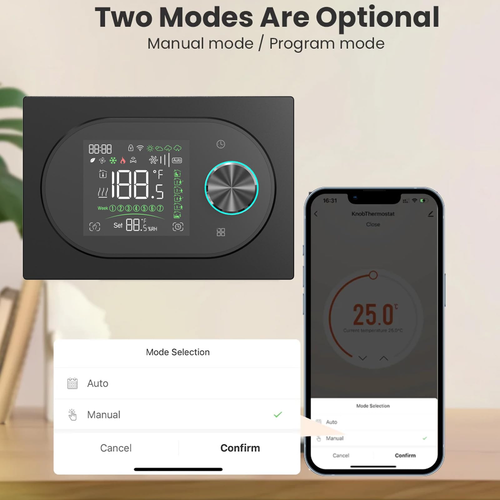 BECA BHT-9000GALW - Termostato inteligente WiFi para calefacción de agua, 5 A para válvulas/actuadores, mando LED, programación, Tuya Smart/Smart Life, Alexa/Google - Expert4House Edition (blanco)