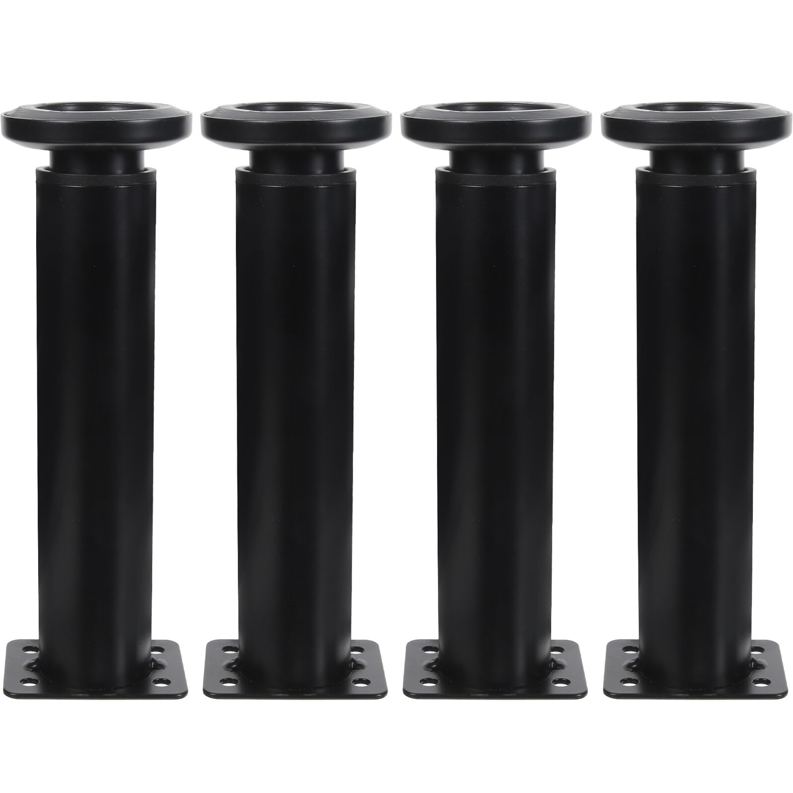 Gambe Regolabili per Mobili in Acciaio Nero Piedini Antiscivolo e Protezione Pavimento, Altezza 18-30cm, per Strutture Letto, Scrivanie e Cassettiere