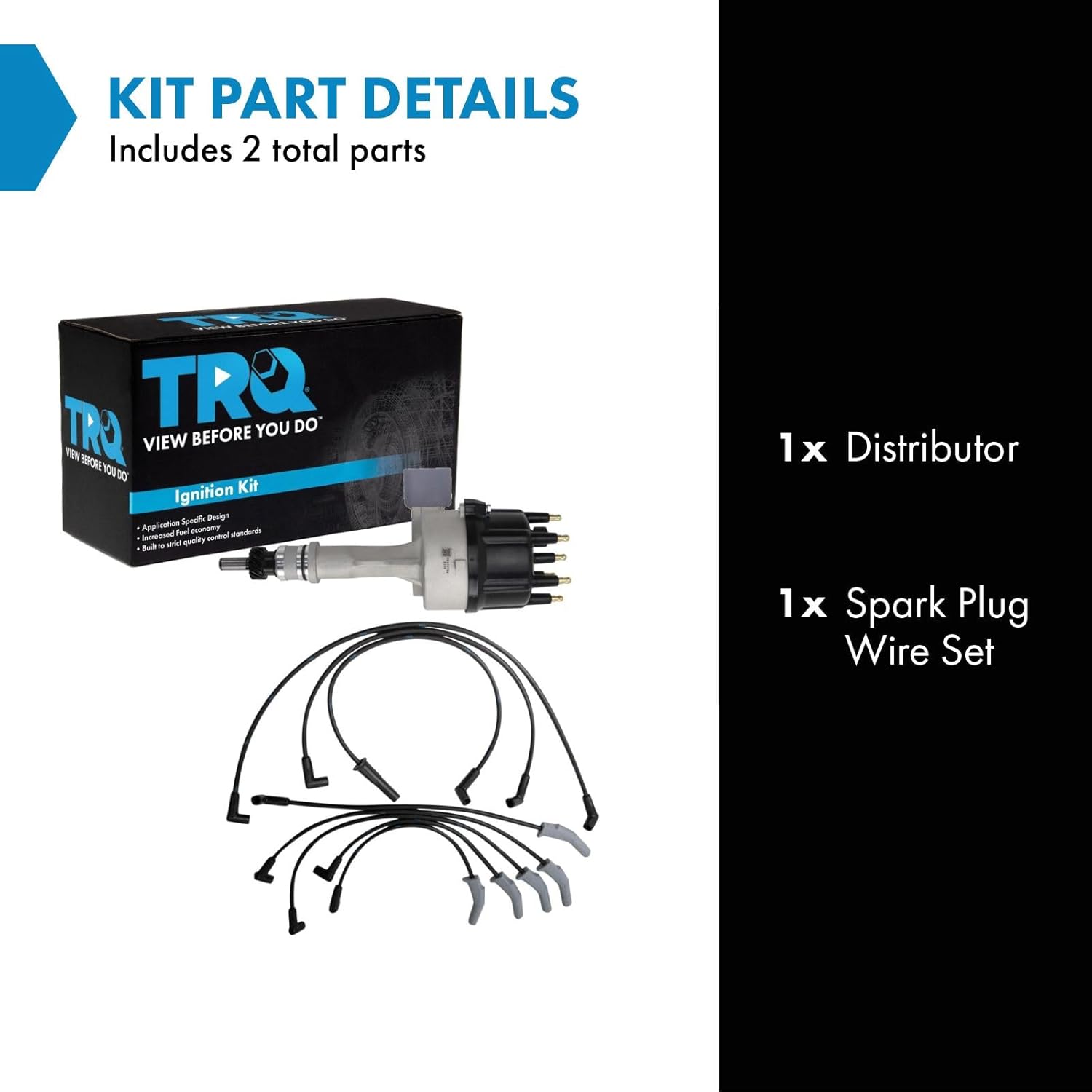 TRQ Ignition Coil Kit 2 Piece Distributor Compatible with 1986-1990 Ford Bronco II 1986-1992 Ranger