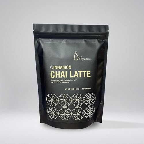 True Ceylonese Canela Chai Latte - Sumérgete en canela de Ceilán dulce y especiada sin cafeína, cardamomo, clavo de olor y jengibre, relájate y