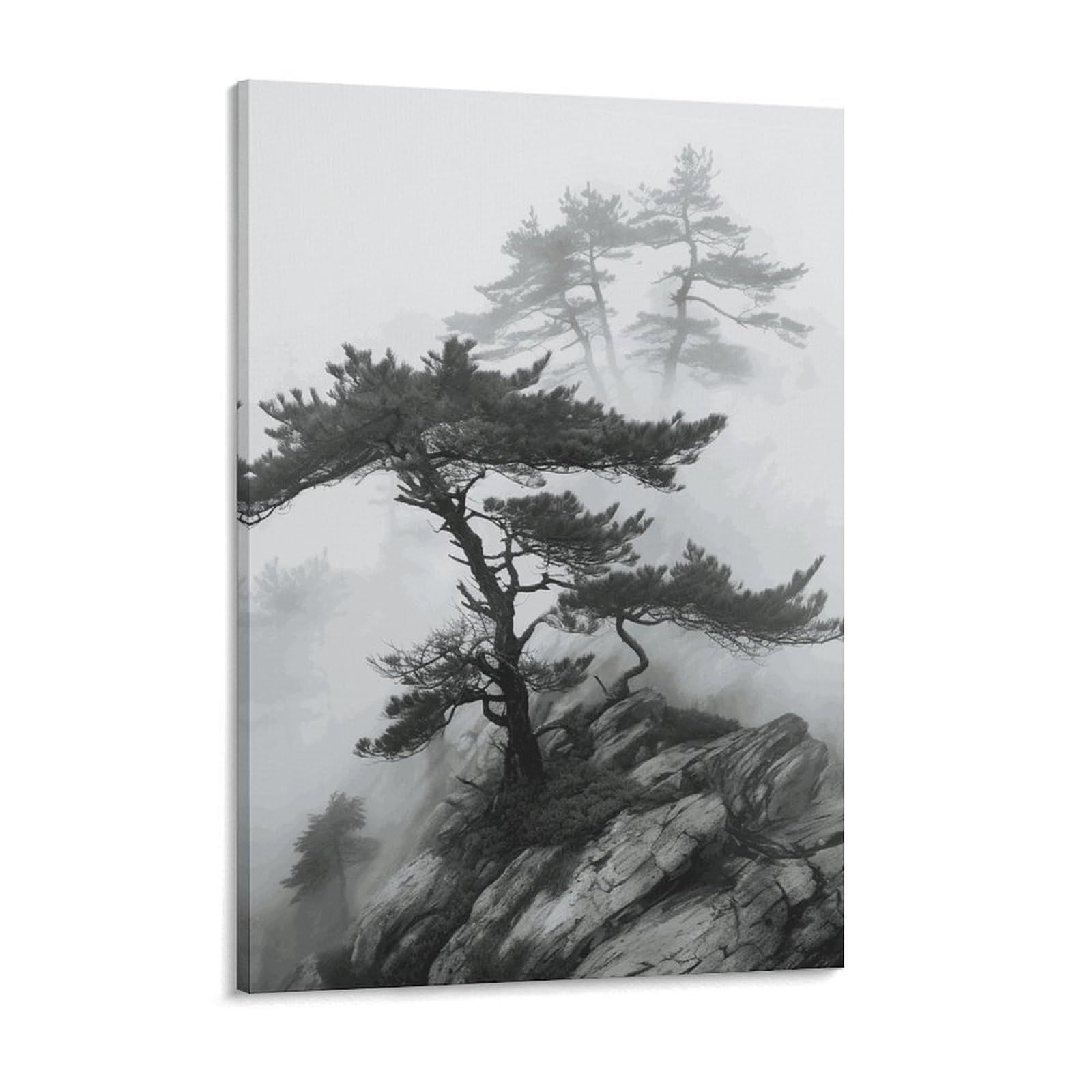 Foggy Mountain Pine Tree Canvas Wall Art for Bedroom 18x24inch Canvas Prints Artwork for Walls Modern Picture Artwork Painting for Living Room Aesthetic Wall Paintings for Bathroom Kitchen Of