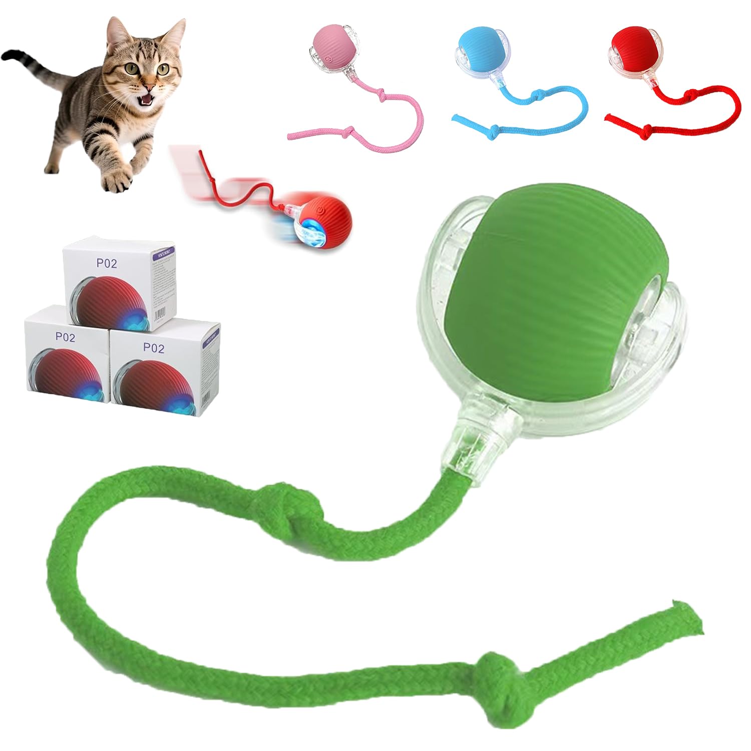 Cat Toy,Interactive Cat Toy Ball,2025 New Interactive Dog Cat Toys Balls, Solve Your Cat's BoredomInteractive Dog & Cat'S Toys for Indoor Pet Kittens (green 1pcs)