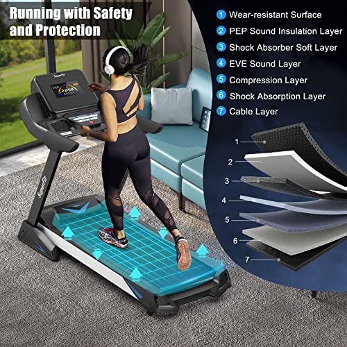 Image of Goplus 4.75HP Folding Treadmill with 15% Auto Incline and APP, Commercial Heavy Duty Superfit Treadmill with 20 Preset Programs, Bluetooth Speaker, Soft Drop System, Pause, Running Machine for Home