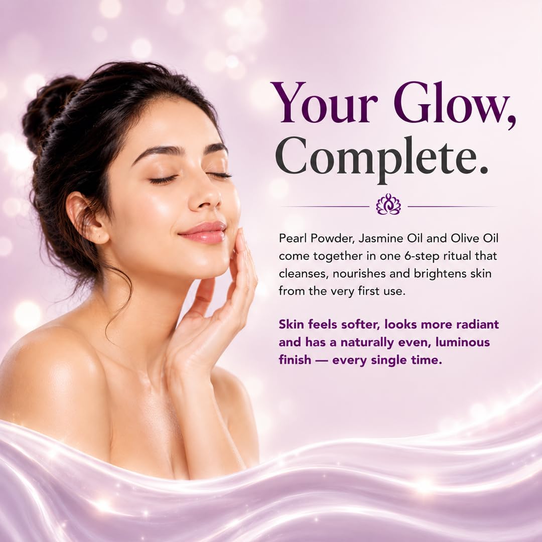 Vedic Line Pearl Pishthi Facial Kit Makes Skin Pores Squeaky Clean, Gives Pearl Like Glow With Jasmine Oil, Olive Oil, (Cleanser, Scrub, Massage Cream, Massage Gel, Pack), 600Ml, 1 Count 4