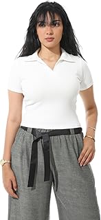 بلوزة قصيرة 2564 من قماش مضلع بأكمام قصيرة للنساء من كوكتيل، تصميم ملائم