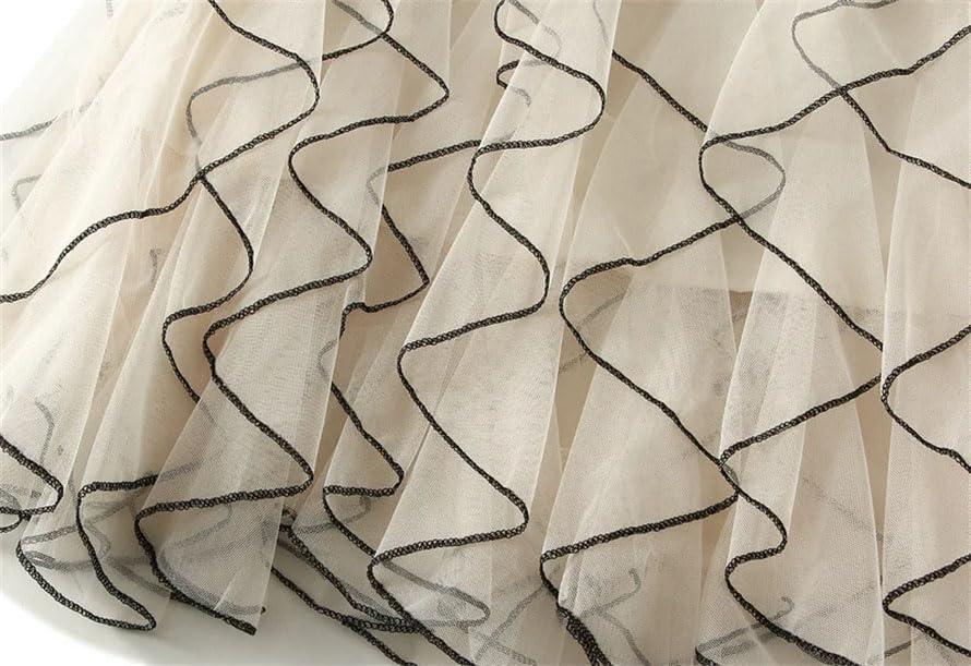 Women Ruffle Tulle Skirt Elastic High Waist Mesh Skirt Casual Midi Long Pleated Skirts4