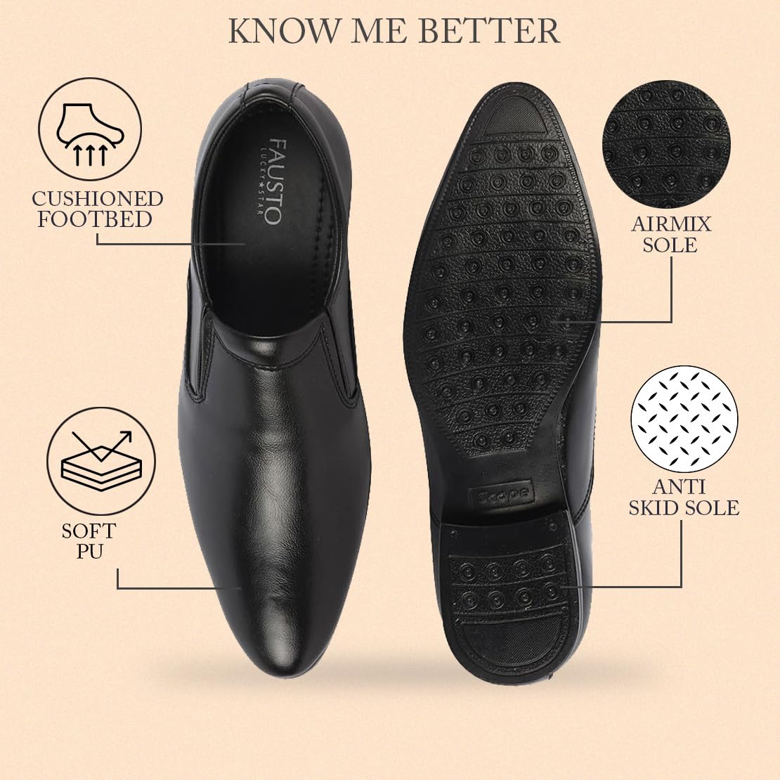 FAUSTO Men’s Formal Office Meeting Slip On Shoes FAUSTO Men’s Formal Office Meeting Slip On Shoes