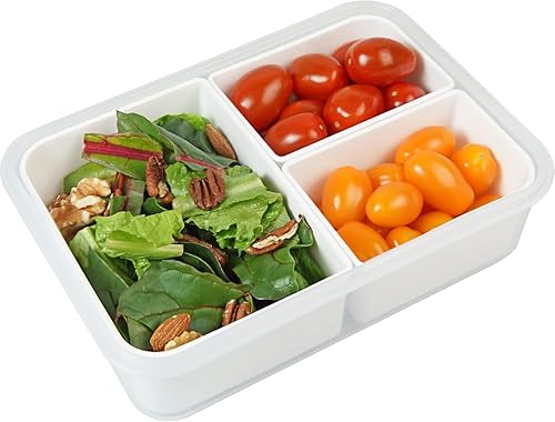 Miniatura 2 de carrotez - Recipiente de almacenamiento de alimentos con 3 compartimentos extraíbles, recipiente para preparación de alimentos con tapas herméticas,