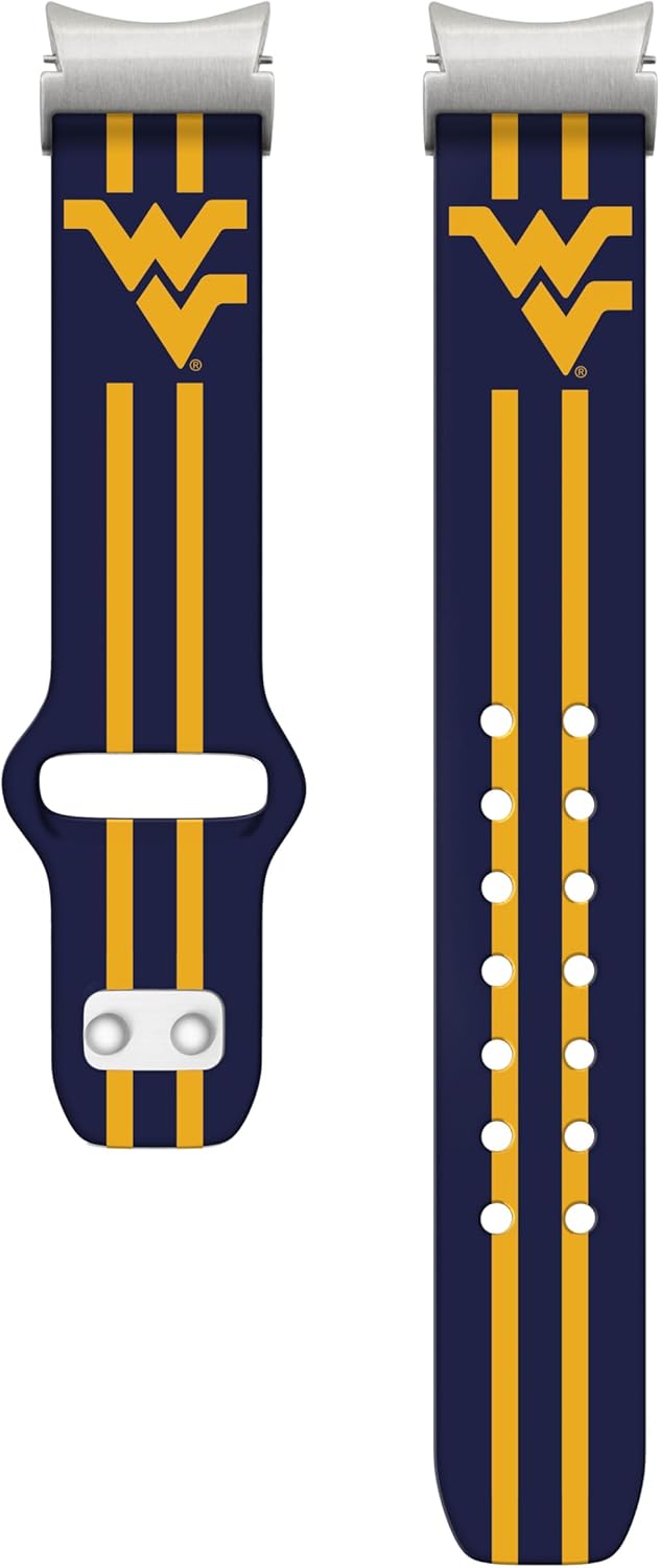 Affinity Bands West Virginia Mountaineers HD Fitted Watch Band Compatible with Samsung Galaxy Watch 4-7 (Short Stripes)