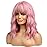 BERON 14 Inches Pink Wig for Women Girls Short Curly Synthetic Wig with Bangs Lovely Pink