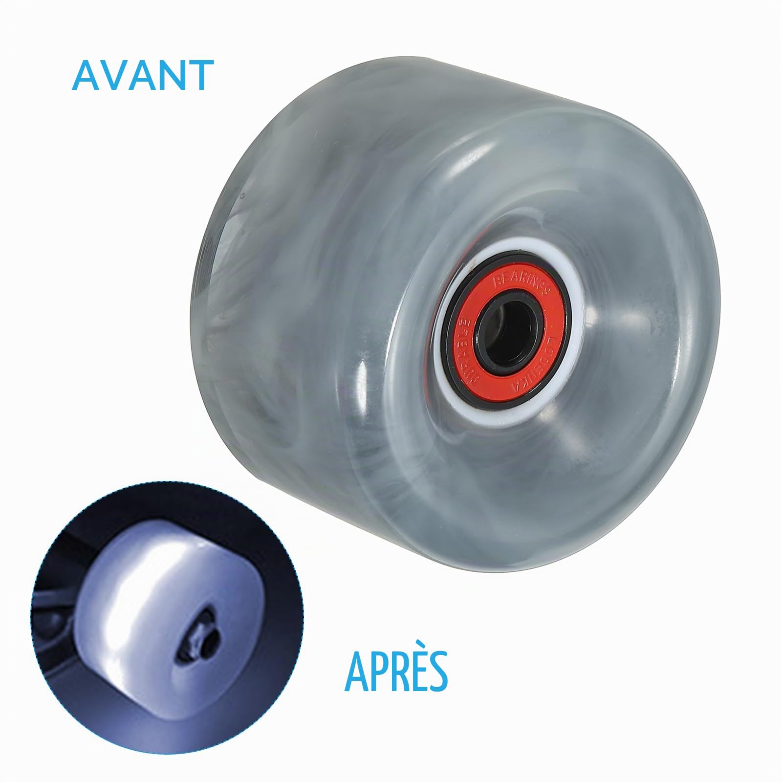 PATIKIL 4 Pcs Ensemble de Roues de Patins à roulettes 65mm 78A Gris | Ensemble de Roues de Skateboard Cruiser Lumineuses, avec Roulements Trucks Kit d'Outils, pour Patinage Quad Extérieur