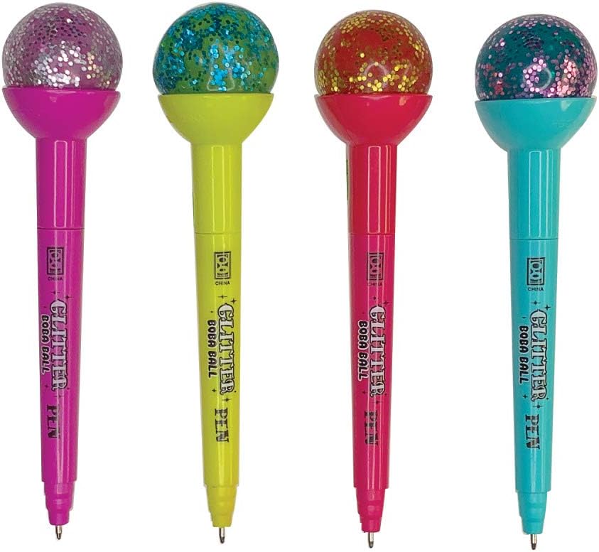 Raymond Geddes Glitter Boba Squishy Top Pen (Pack of 12)