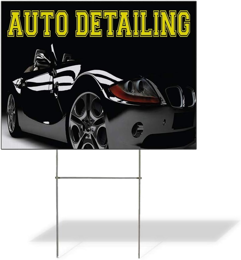 Fastasticdeals Custom Weatherproof Yard Sign Auto Detailing Car Vehicle Lawn Garden 18x12 Inches 1 Side Print Personalized Text Here