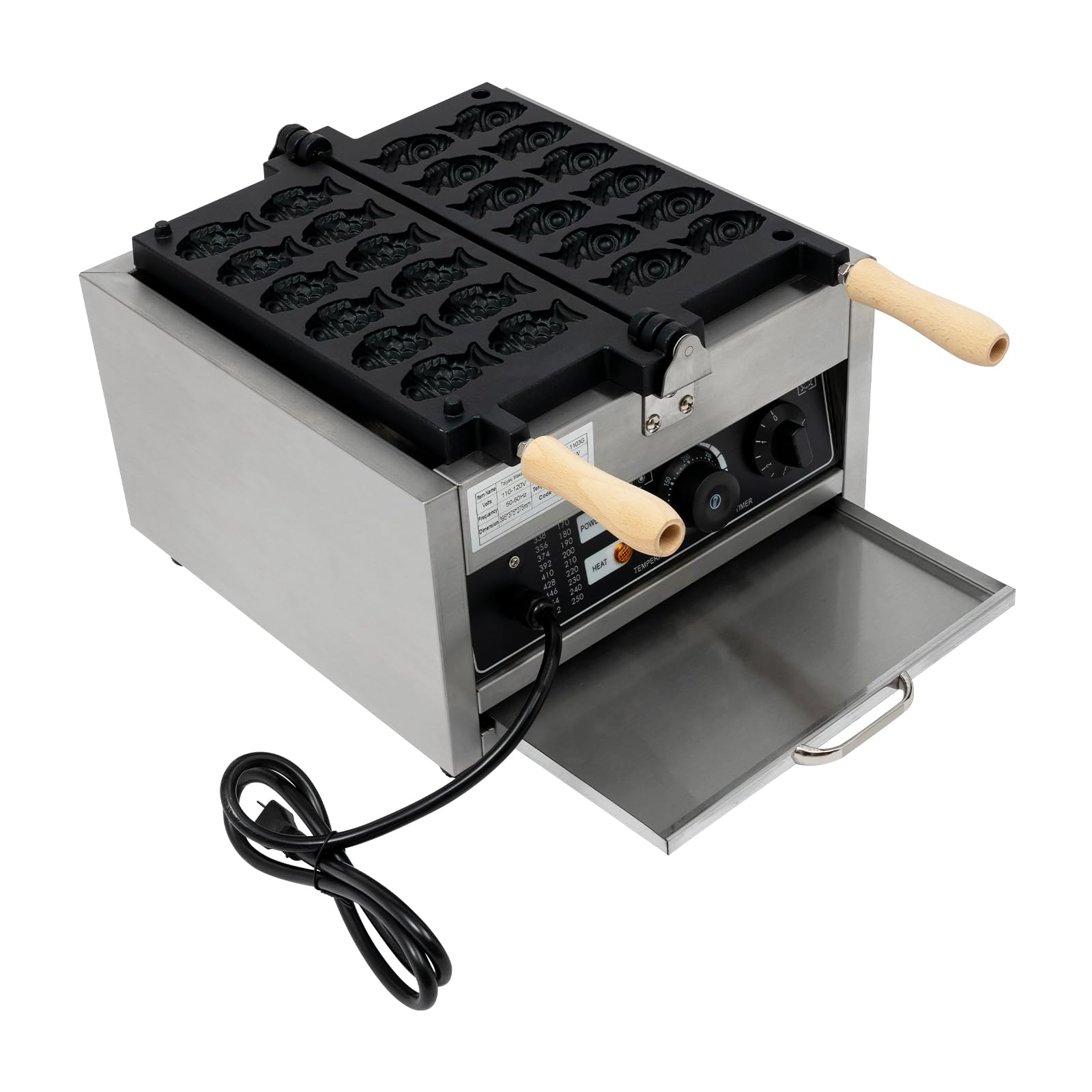 12PCS Mini Pancakes Maker Machine, 110V Fish-Shaped Electric Pancake Makers - Double-sided Constant Temperature Heating, Commercial Pancake maker, Non-Stick Small Household Kitchen Appliance