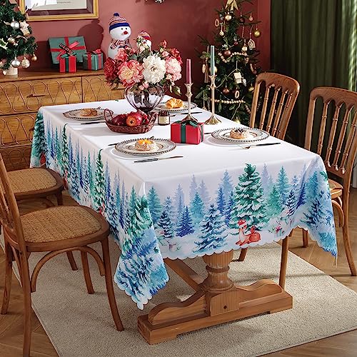 Weihnachten Tischdecke 150x220cm Rechteckige Waschbare Weiß...