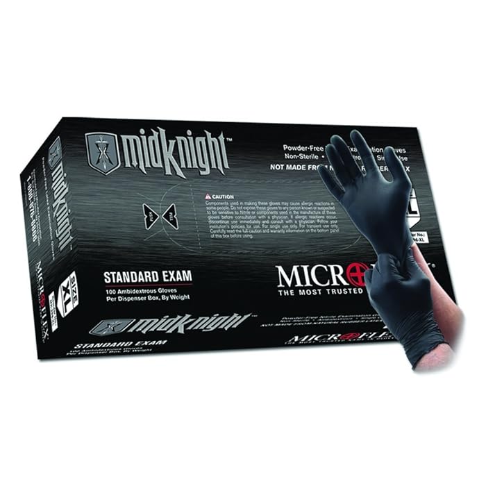 Buy Microflex MK296XL MidKnight Black, PowderFree Exam Gloves, XL