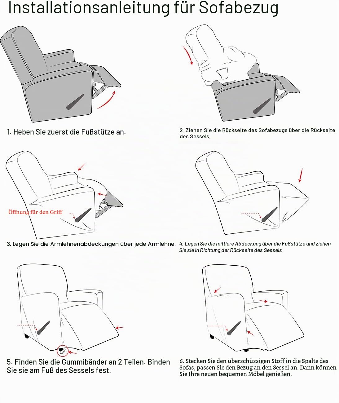 TIANSHU Samt Ruhesessel bezüge, Stretch Sesselschoner Elastisch Plush Couchbezug stilvolle Luxus-Möbelbezüge Anti-Rutsch-High Stretch Relaxsessel bezüge(Ruhesessel,Hellgrau)