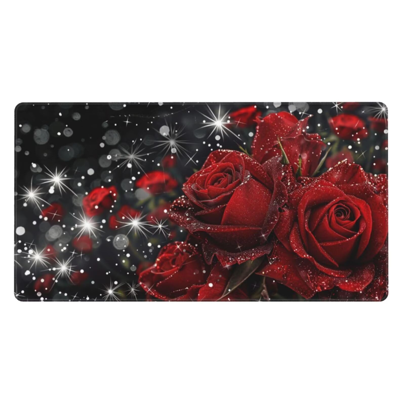 Gaming Mauspad XXL 1400x600x4mm Großes Mousepad mit Ernähten Kanten, Wasserdicht und rutschfest Tastatur Matte, Verbessert Präzision und Geschwindigkeit, für Büro, PC, Laptop Pad Rote Rose Z7519