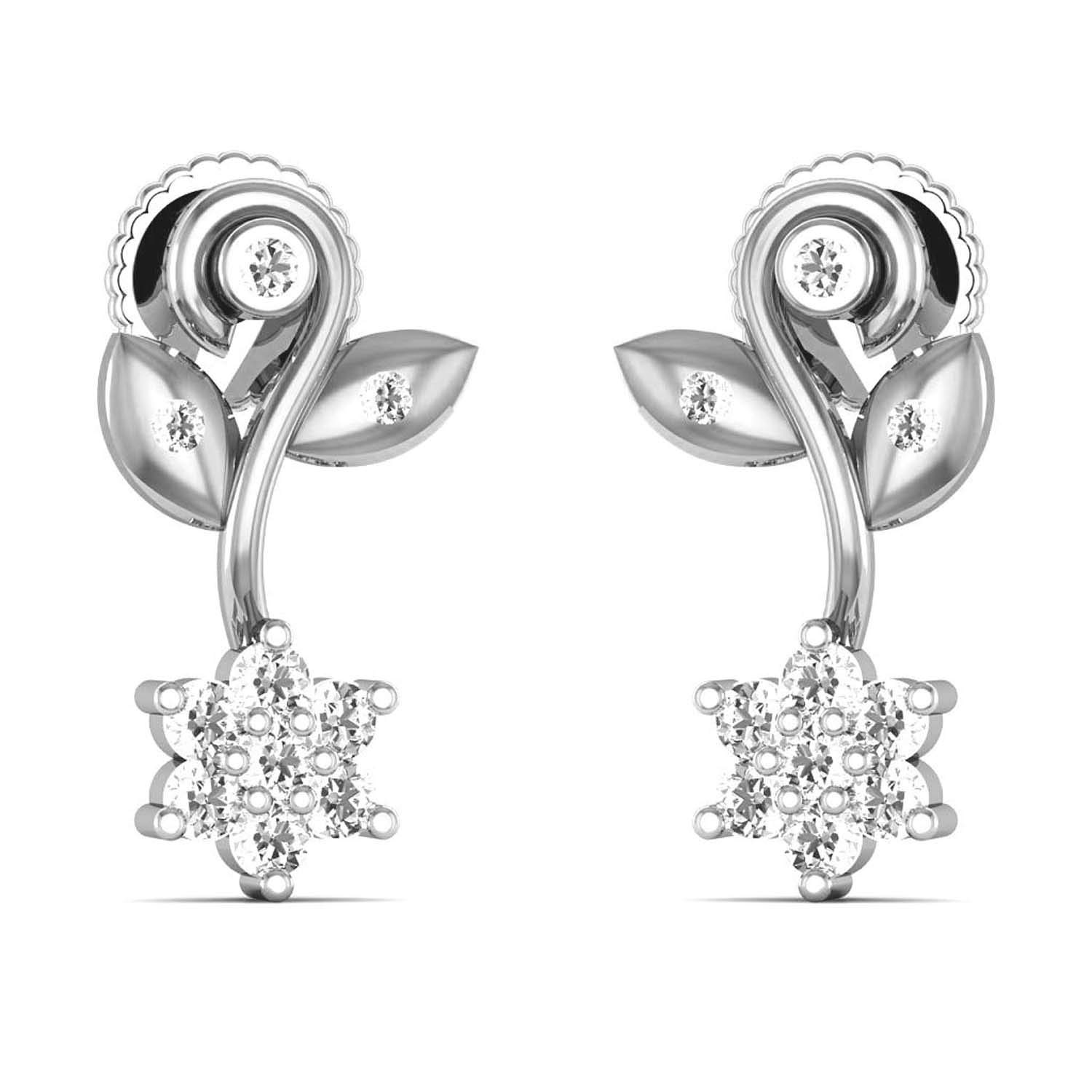 avsar 18k (750) White Gold and Diamond Stud Earrings for Women-picture-24