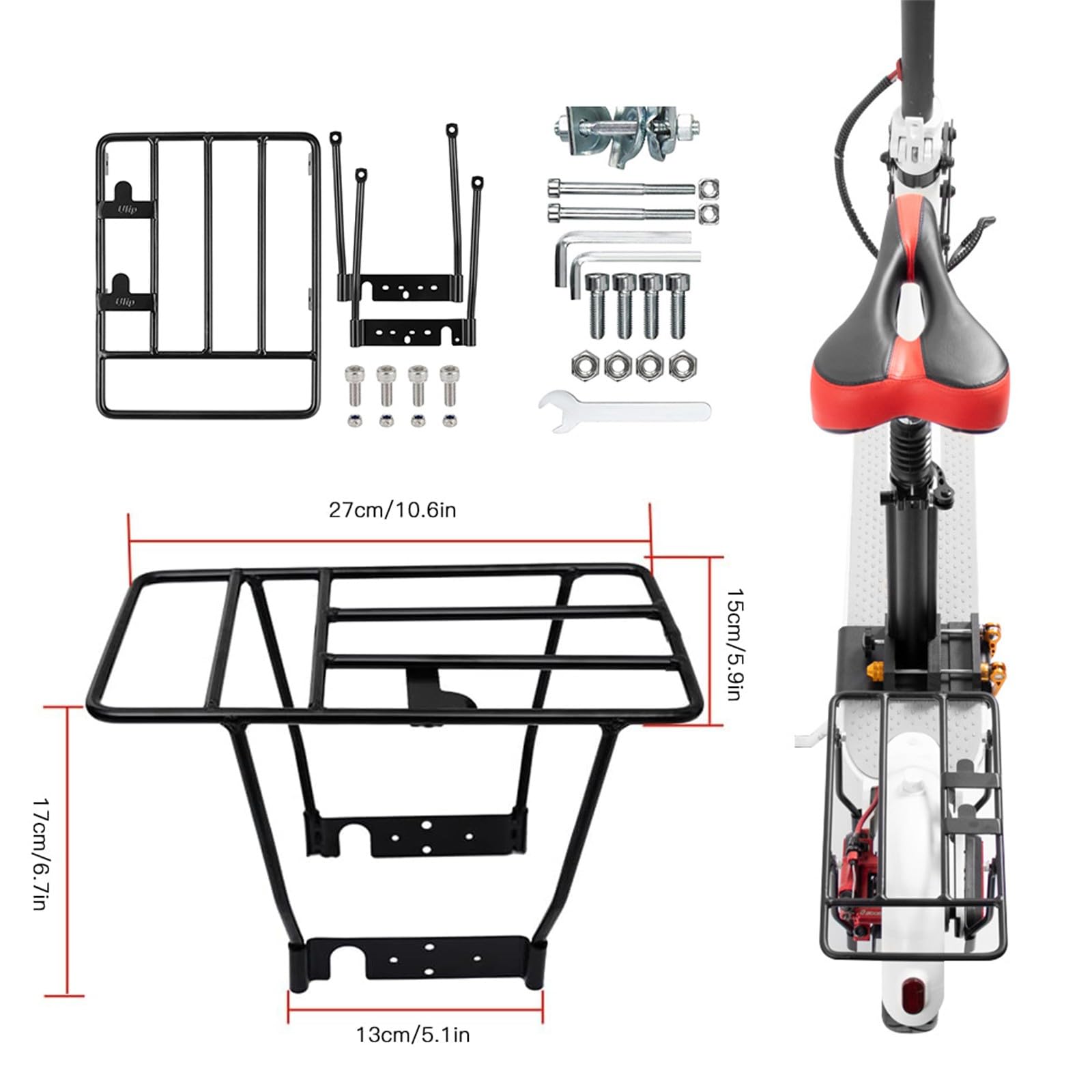 Compatible avec Xiaomi M365 / 1S / Pro / Pro2 / Mi3 Sage de selle de scooter électrique Siège de pliage et rack de support en acier massif arrière, Punch rapide Full Free Free Réglable 42-65cm