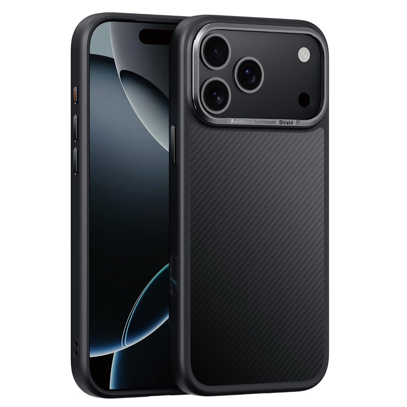 Etui z prawdziwego włókna węglowego do iPhone'a 17, kompatybilne z MagSafe, ultracienkie, lekkie, 600D, włókno aramidowe, miękka oprawka TPU, ochrona klasy wojskowej, czarne