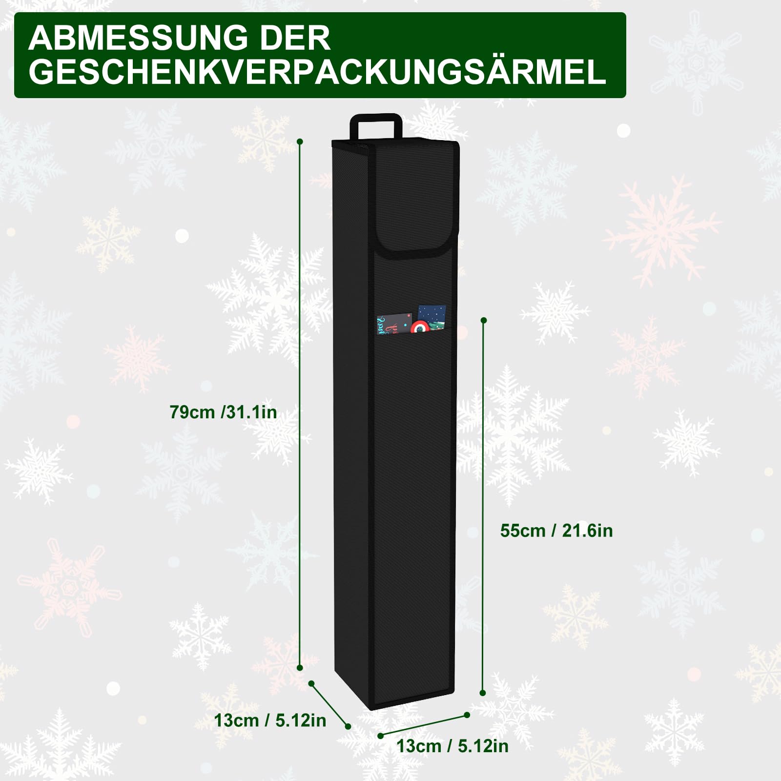 Ram® Grand Rouleau De Papier Cadeau De Noël En Tissu Noir 82 X 34 X 13 Cm