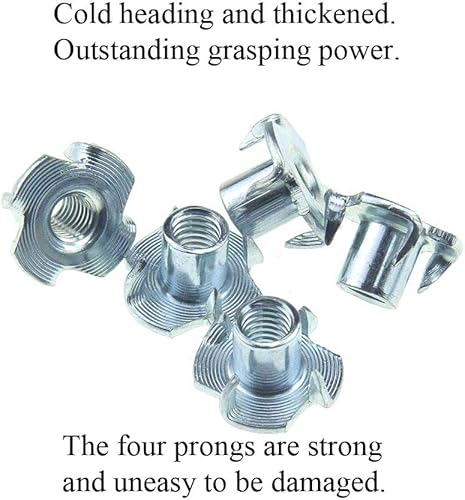 Miniatura 2 de Odinest Tuerca en T de 4 puntas M4 x 0.295in Tuercas ciegas roscadas Inserto limpio, sin óxido, acero al carbono chapado en zinc para madera,