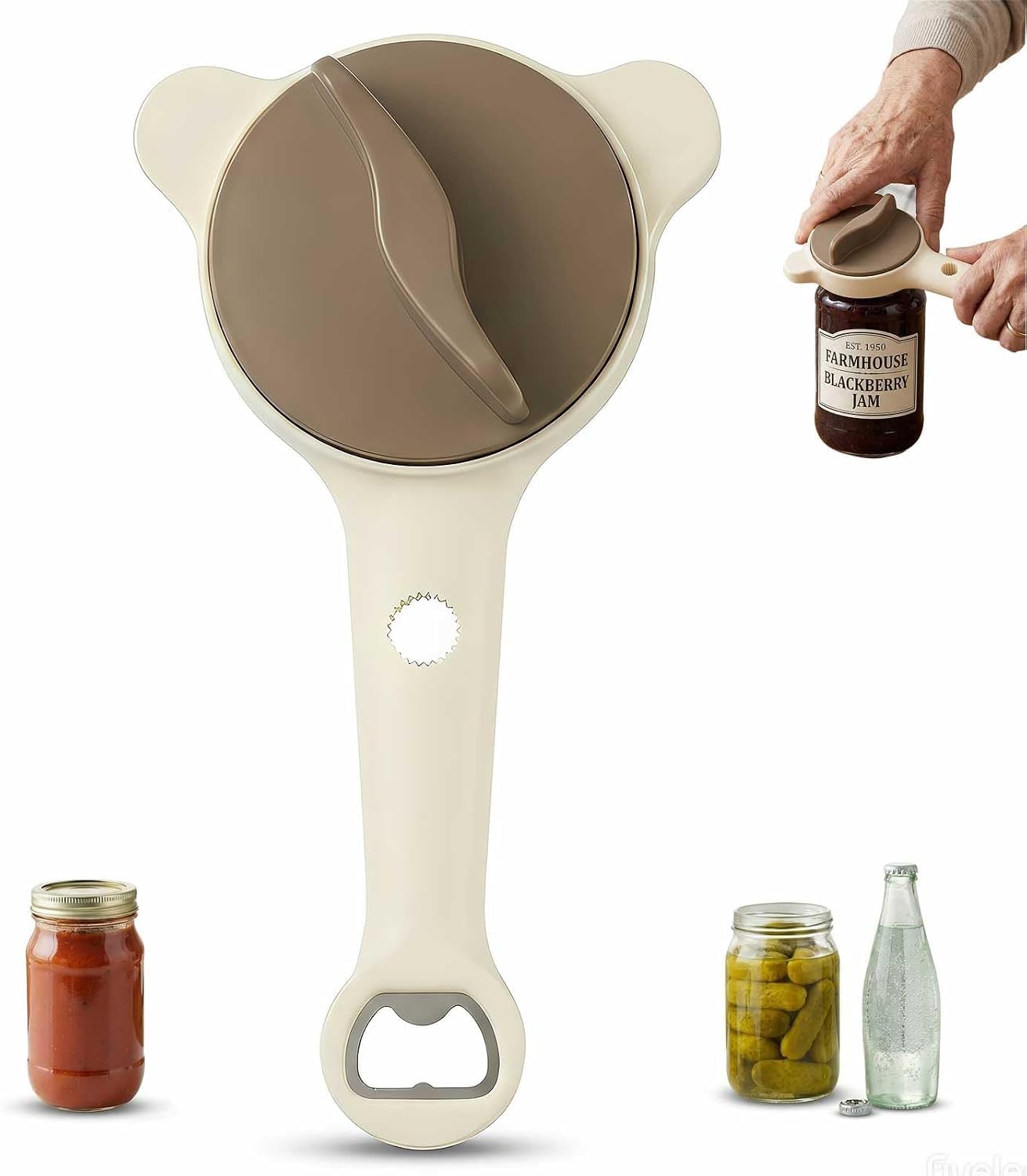 Jar Opener, 4-in-1 Adjustable Stainless Steel Secure Grip Lid Remover, Multifunctional Non-Slip Kitchen Tool for Jars, Bottles, Cans, Ideal for Elderly, Kids, Arthritis Sufferers