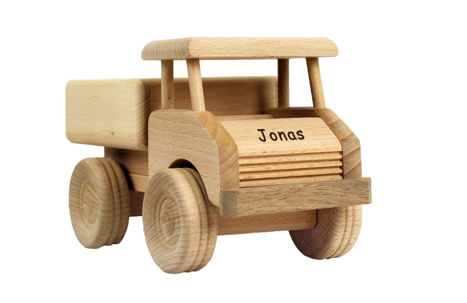 Geschenkissimo Holz-LKW für Kinder - Spielzeug Lastwagen mit Namen - Gravur - Massives Holzspielzeug, robust & langlebig - Holzauto für Kleinkinder, EIN tolles Kindergeschenk