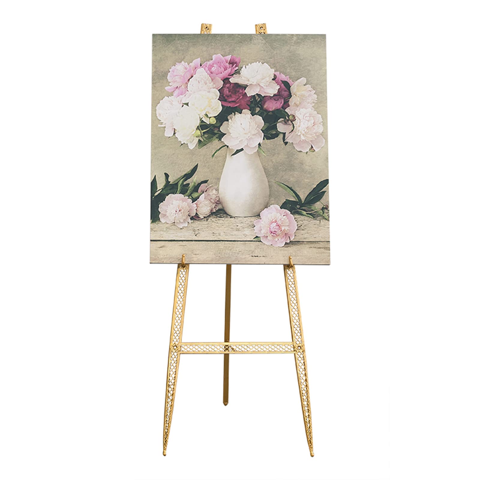 CWCQGH 125cm/150cm Easel Stand SturdyMetal Display Easel Portable Folding Art Easel for Wedding Signs Presentations Posters (Gold 150CM)